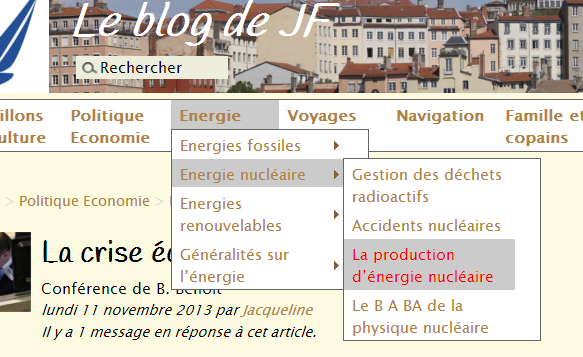 Survoler le menu pour trouver un article